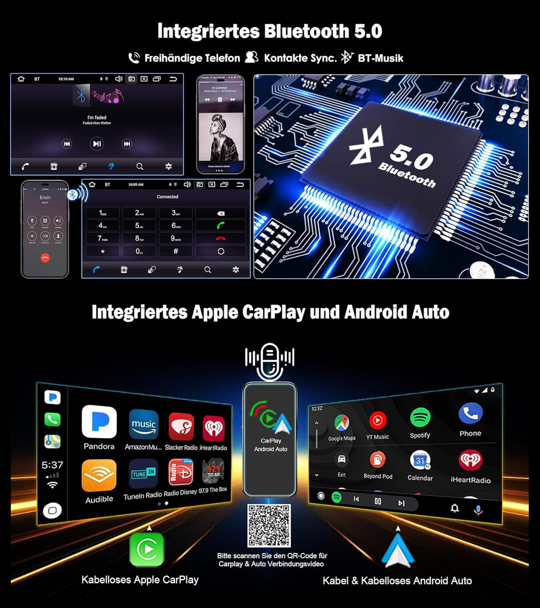 Erisin 7 Zoll 8-Kern 4GB+64GB Android 12 Autoradio Bluetooth mit GPS Navigation Für Audi A4 S4 RS4 R