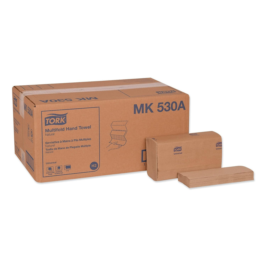 Tork Multifold Handtuch Natural H2 Universal, 100% recycelte Fasern, 16 x 250 Blatt, MK530A