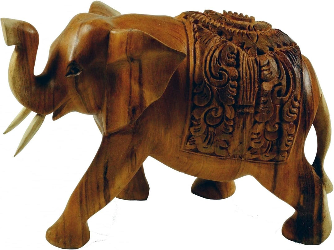 GURU SHOP Geschnitzter Deko Elefant in 2 Grössen, Holz, Grösse: Gross (20x30x14 Cm), Tierfiguren gro