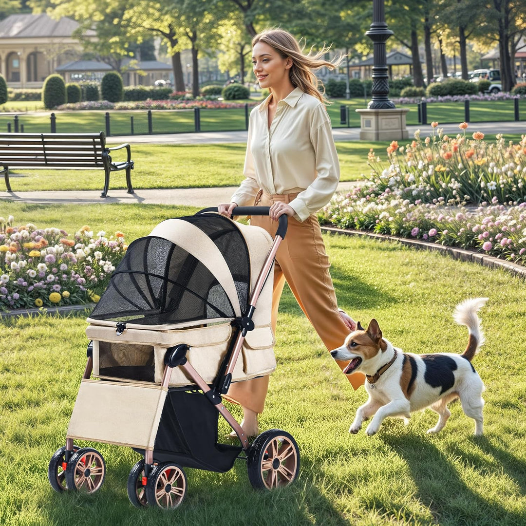 DWVO Hundebuggy 3 in1 Hundebox Transporttasche, Faltbar klappbar Katzenwagen Bis 22kg, 360° Verschle
