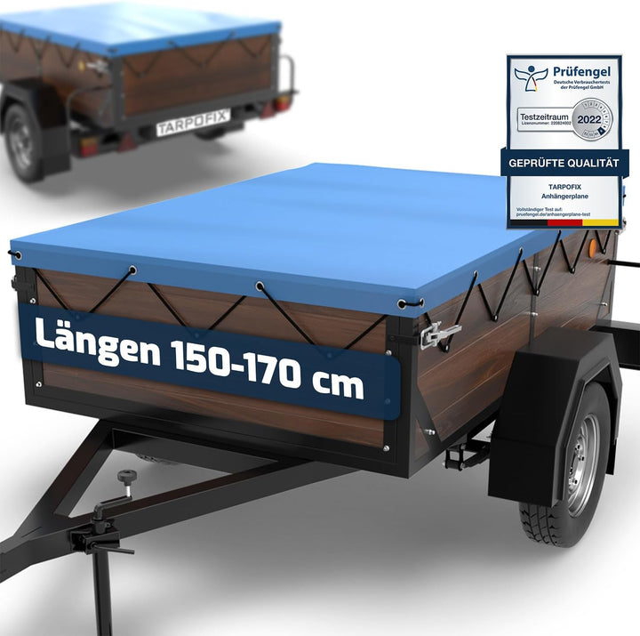 Tarpofix® Anhängerplane Flachplane 160 x 110 x 7,5 cm - inkl. Planengummi - randverstärktes Anhänger