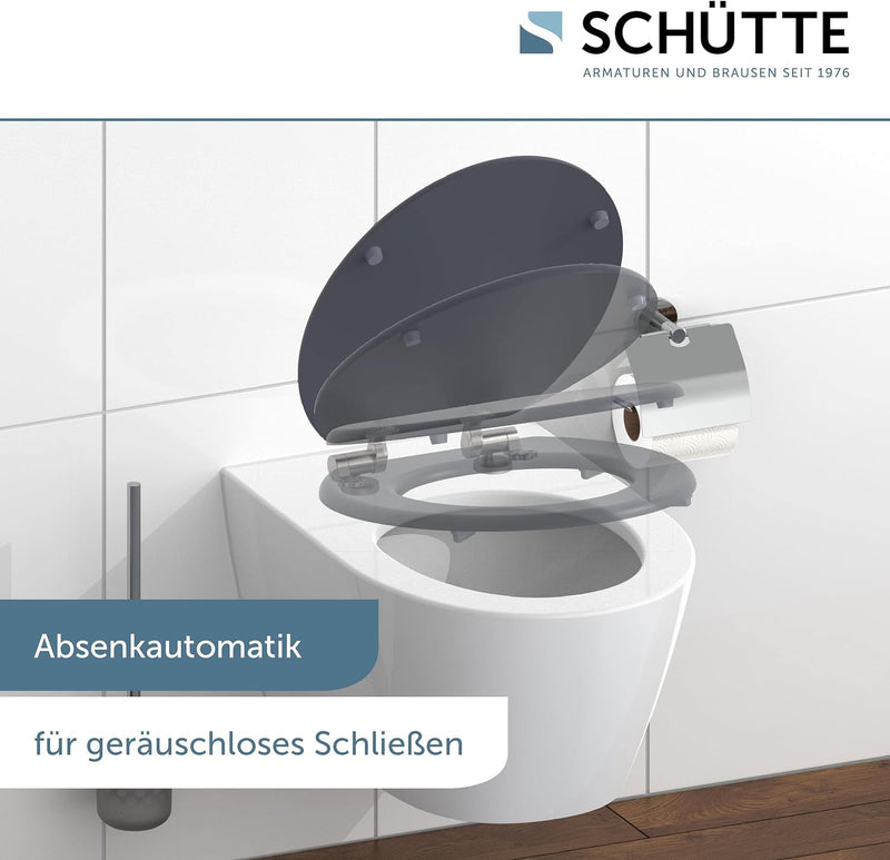 SCHÜTTE WC-Sitz SPIRIT mit Absenkautomatik aus Holz | Toilettendeckel aus MDF | Holzkern Toilettensi