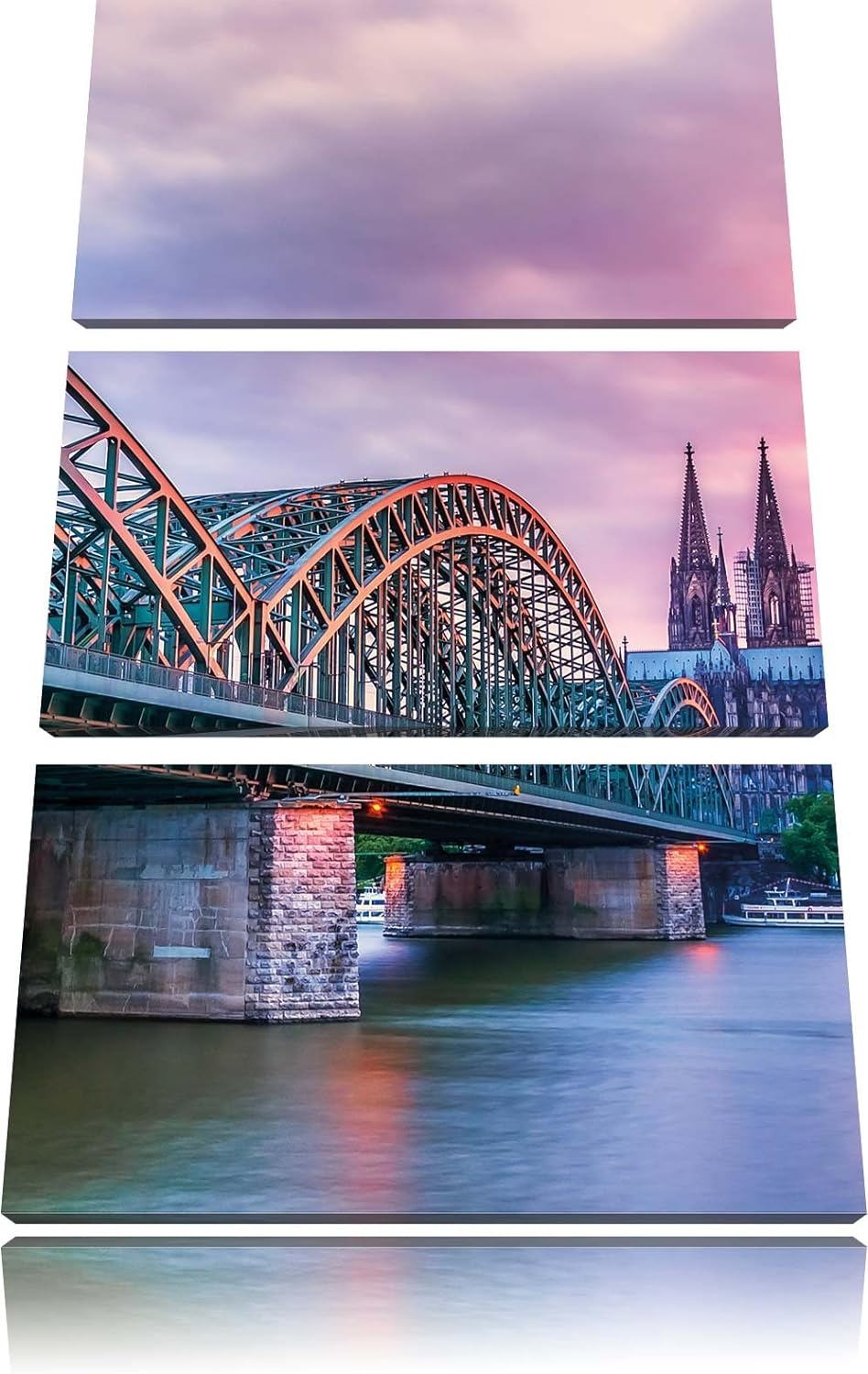 Pixxprint Hohenzollernbrücke in Köln als Leinwandbild/Grösse: 3 Teilig (120x80 cm) cm/Wandbild/Kunst