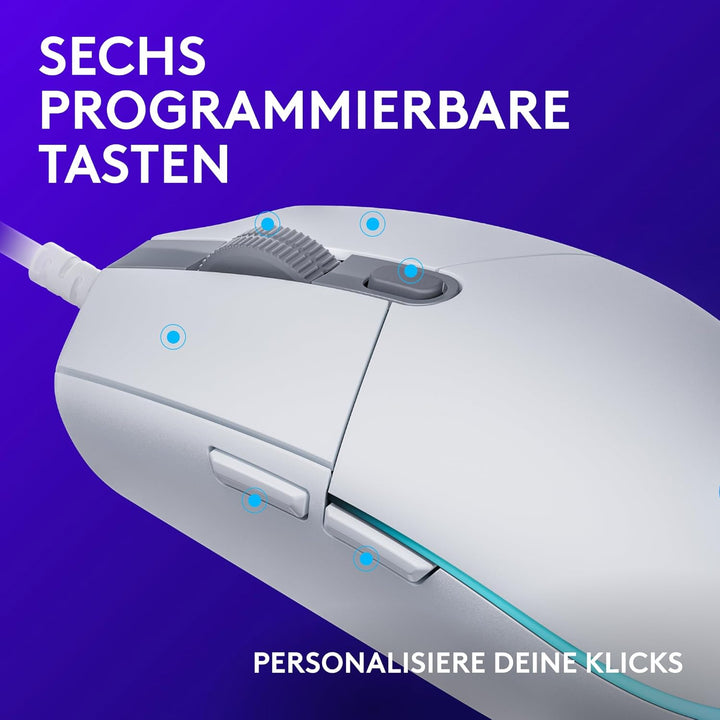 Logitech G203 Gaming-Maus mit anpassbarer LIGHTSYNC RGB-Beleuchtung, 6 programmierbare Tasten, spiel