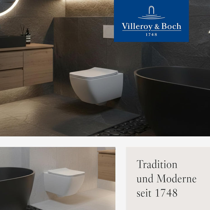 Villeroy & Boch Architectura WC-Sitz SlimSeat, Toilettendeckel mit Absenkautomatik, abnehmbarer Toil