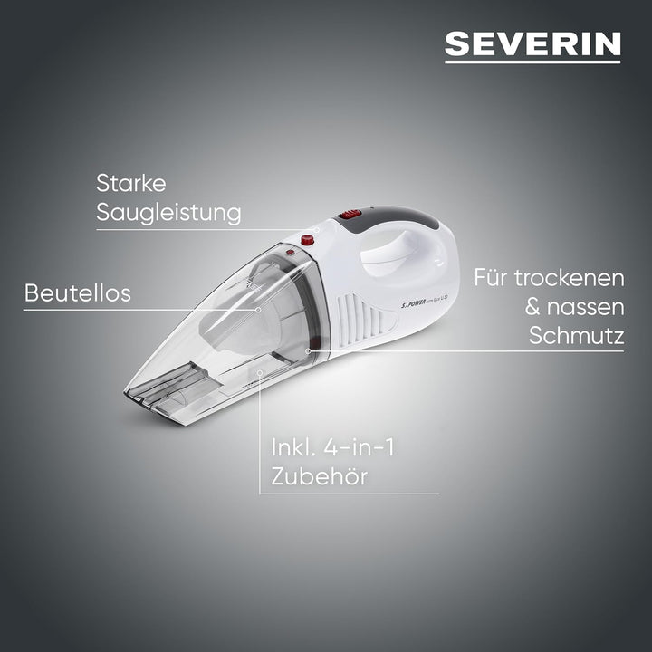 SEVERIN 3-in-1 Akku Handstaubsauger S´POWER home & car Li 20, Handsauger Nass/Trocken mit starkem 7,