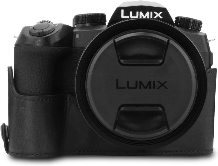 MegaGear MG1678 Ever Ready Leder Kameratasche mit Trageriemen kompatibel mit Leica V-Lux 5, Panasoni