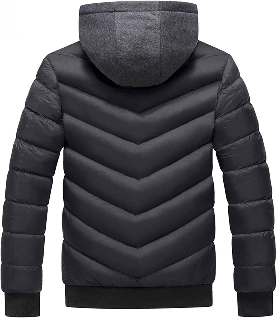 Zhiyao Herren Daunenjacke Winddichte Steppjacke Übergangs Jacke mit Kapuze XXL Schwarz, XXL Schwarz