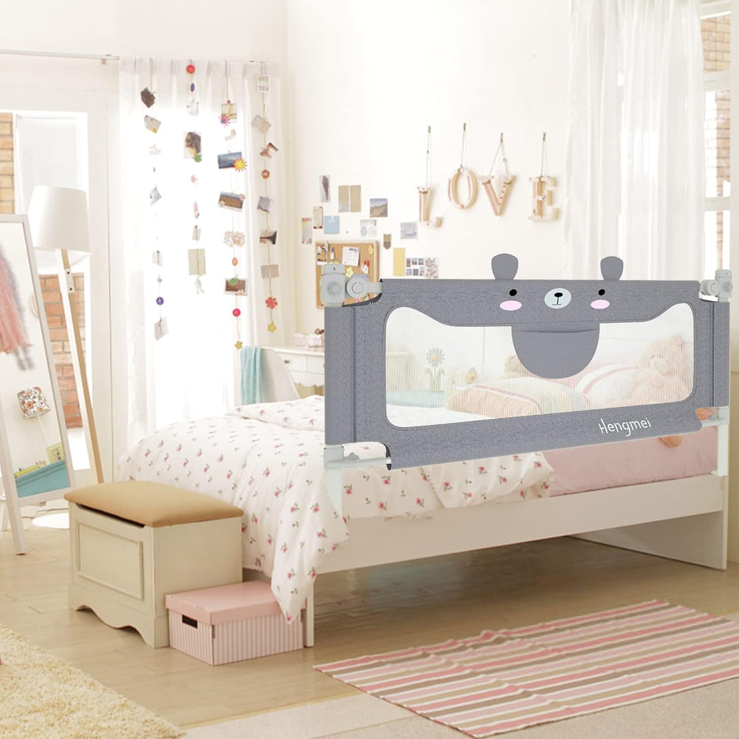 Bettgitter Rausfallschutz Bett Höhenverstellbar 150cm Bettschutzgitter mit Schnallendesign für Babys