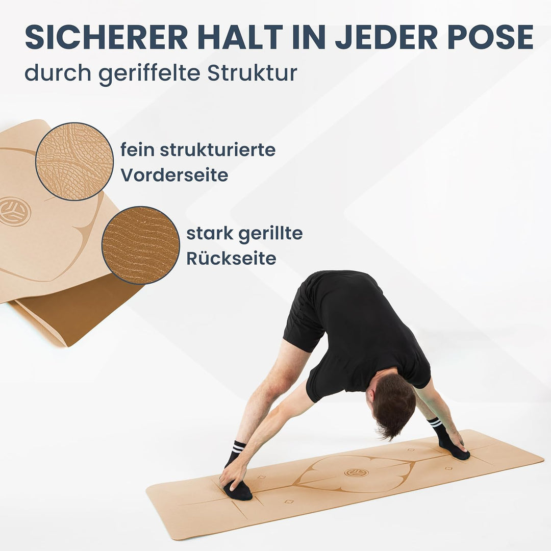 Yoga Matte – Rutschfeste Sportmatte in Deutschland entwickelt – 2 Komfort-Dicken – Formstabile Yogam