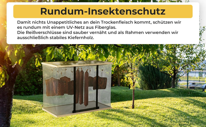 L.E.W. Reifeschrank – Reife- und Trockenschrank aus Naturholz für Fleisch, Wurst, Käse und Fisch | H