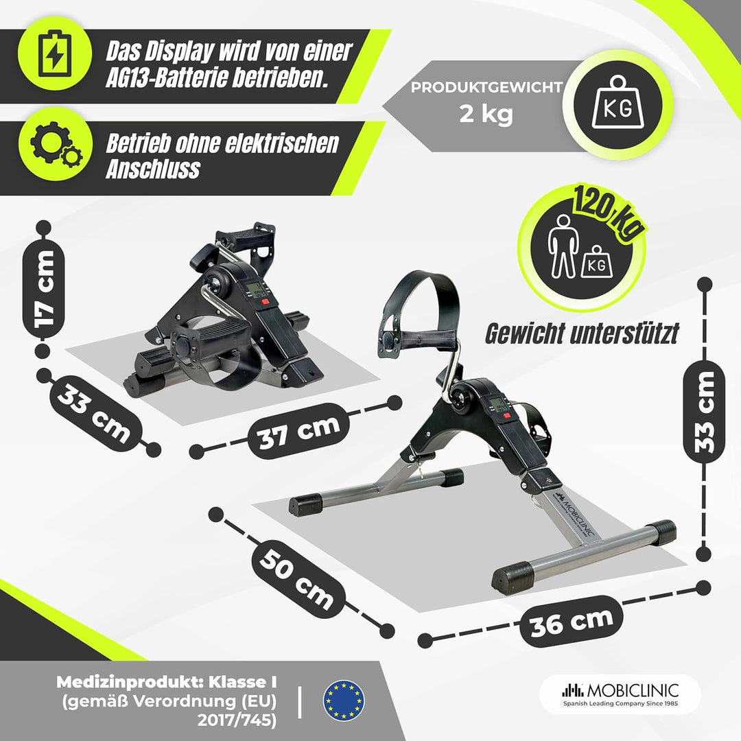 Mobiclinic®, Pedaltrainer, Klappbar, Einstellbarer Widerstand, LCD-Display, für Arme und Beine, kein