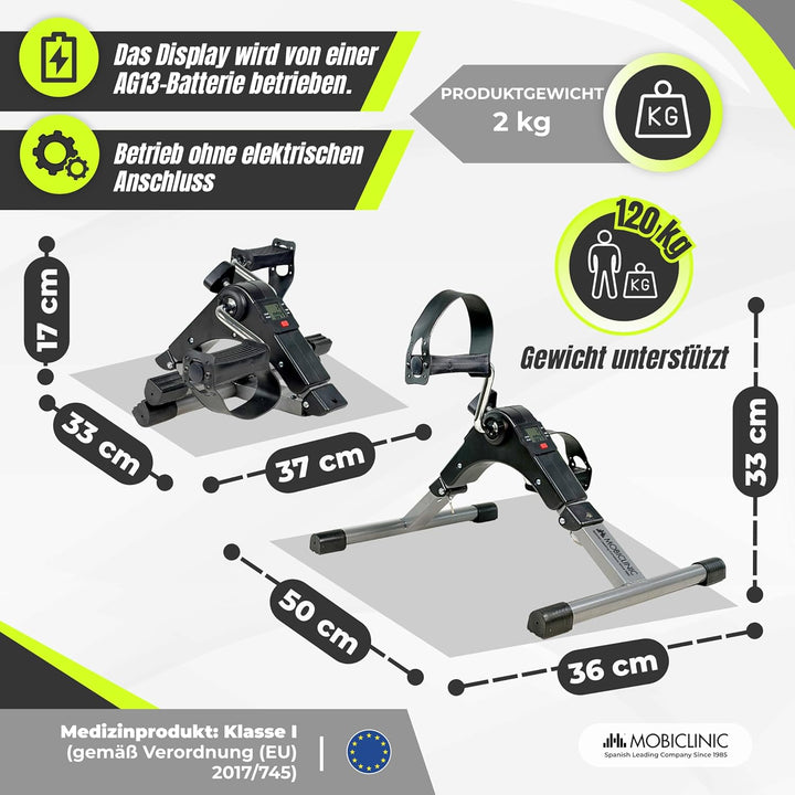 Mobiclinic®, Pedaltrainer, Klappbar, Einstellbarer Widerstand, LCD-Display, für Arme und Beine, kein