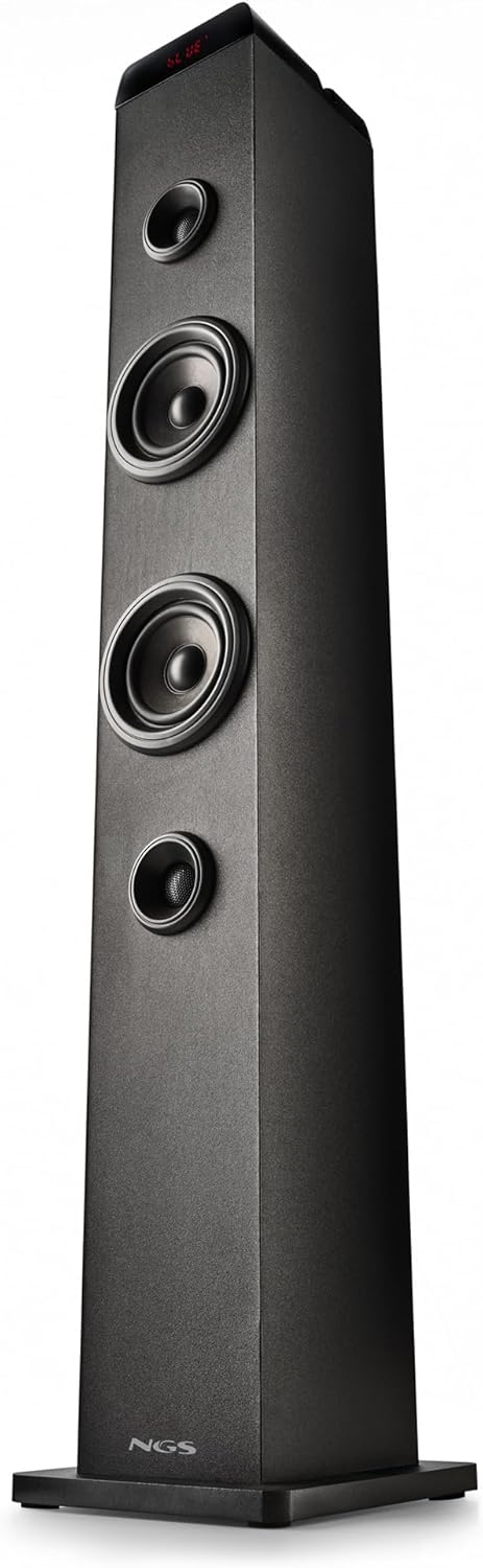 NGS Sky Charm Pro - Soundturm, 50 W, Bluetooth 5.4, Optisch, USB, AUX-IN, FM-Radio, Broadcasting-Fun