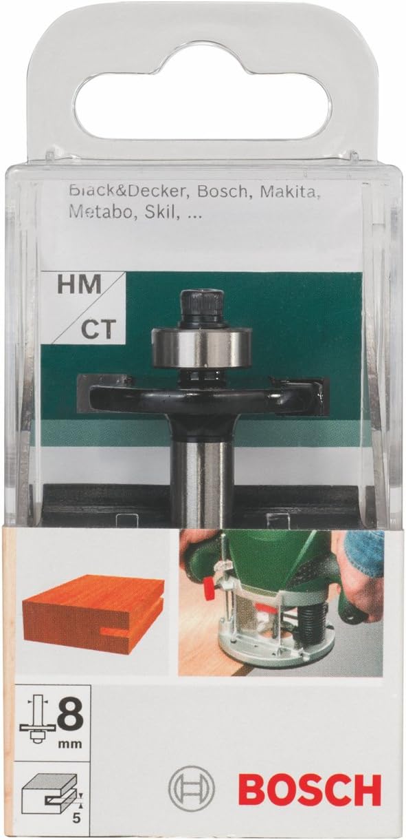 Bosch 2609256619 DIY Scheibennutenfräser zweischneidig, HartMetall, °5 mm, 8 mm, Anlaufkugel (1), 5