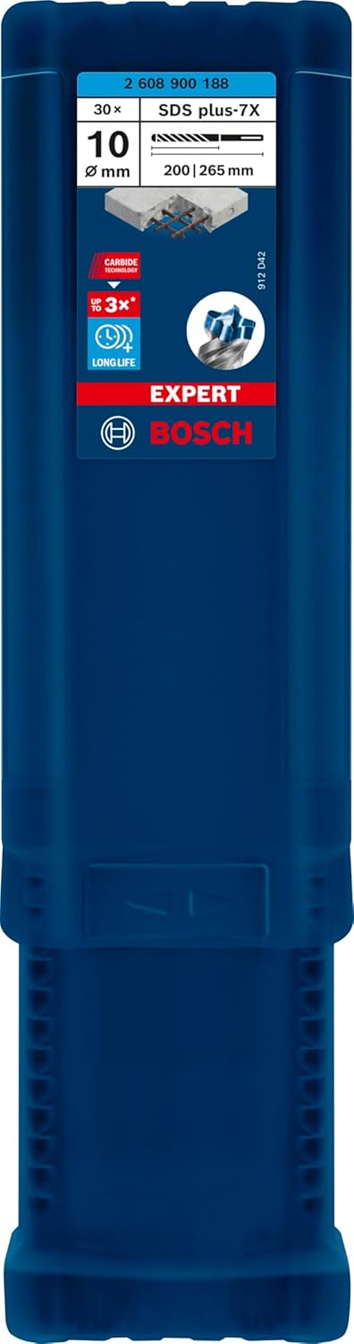Bosch Professional 30x Expert SDS plus-7X Hammerbohrer (für Stahlbeton, Ø 10,00x265 mm, Zubehör Bohr