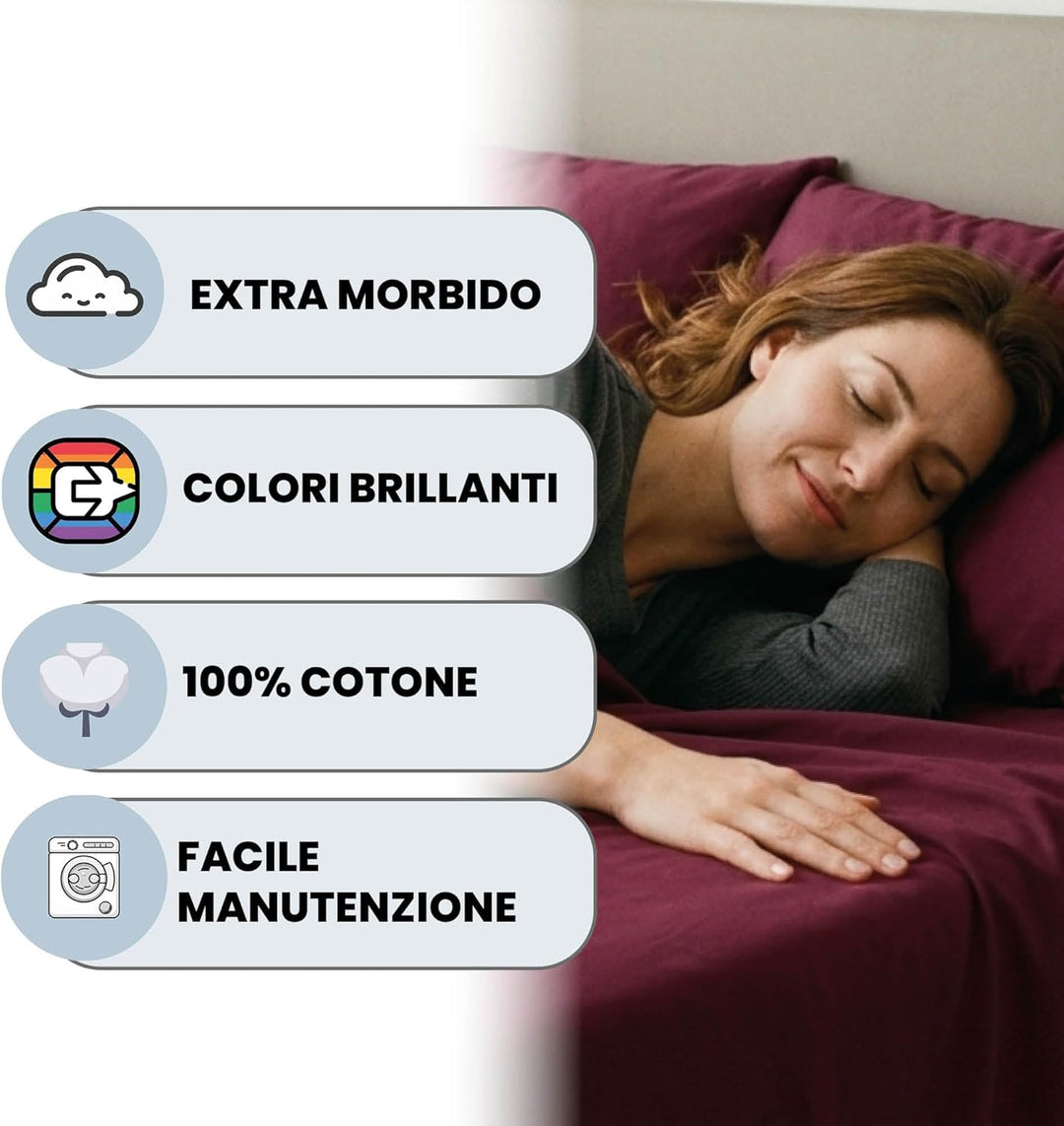 Italian Bed Linen Max Color Bettwäsche-Set, Pflaume, Doppelte, Pflaume