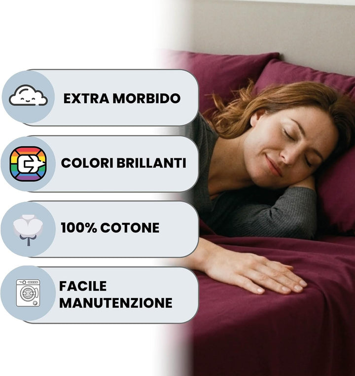 Italian Bed Linen Max Color Bettwäsche-Set, Pflaume, Doppelte, Pflaume