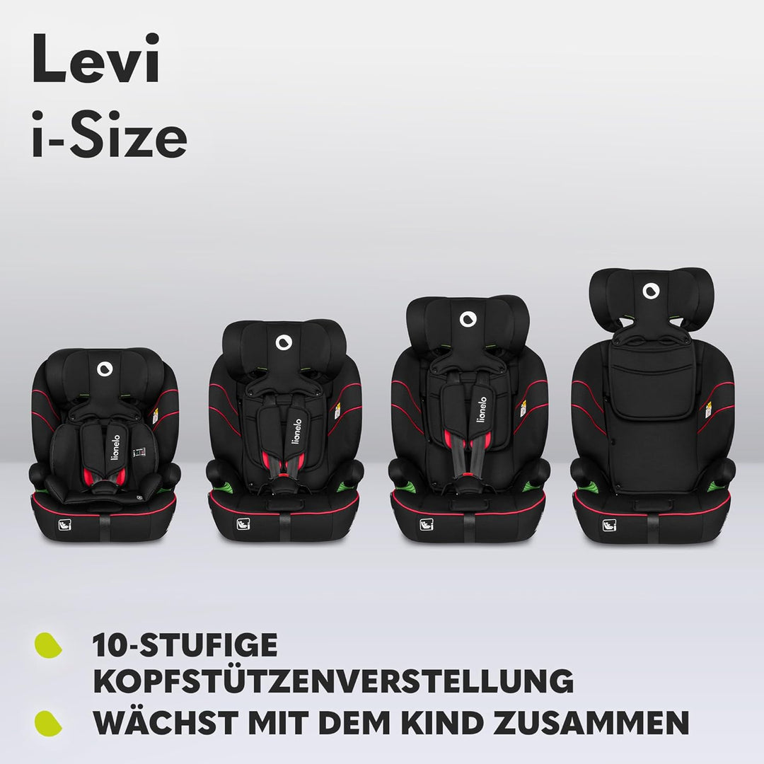 LIONELO LEVI I-SIZE 76-150 cm Kinderautositz, Gruppe 1 2 3, Seitenschutz, 10 Grad Kopfstützenverstel
