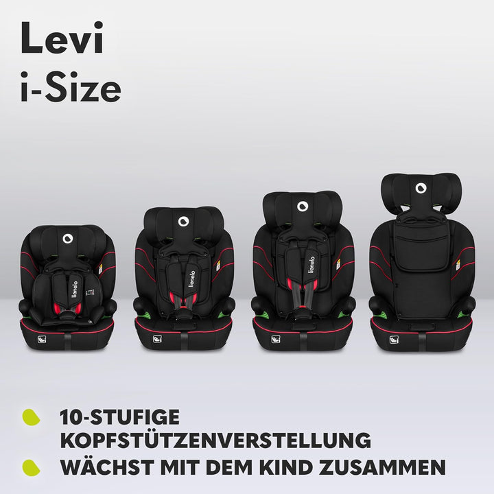 LIONELO LEVI I-SIZE 76-150 cm Kinderautositz, Gruppe 1 2 3, Seitenschutz, 10 Grad Kopfstützenverstel