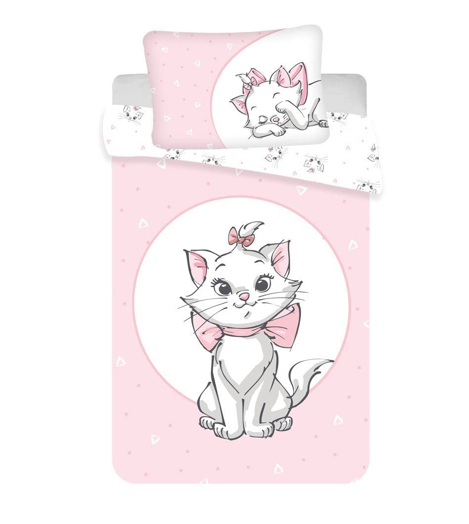 JFabrics Disney Aristocats Bettwäsche-Set für Mädchen und Kinderbett, Hellrosa, 100 x 135 cm - 40 60