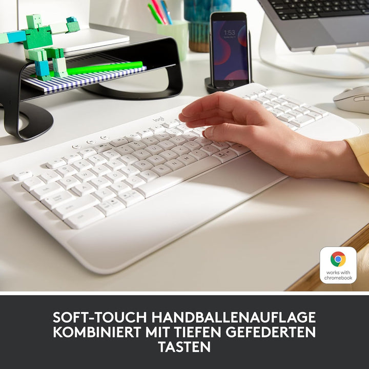 Logitech Signature K650 Comfort kabellose Tastatur mit Handballenauflage, BLE Bluetooth/Logi Bolt US
