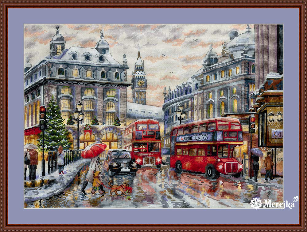 Merejka K-159 London Zählmuster Kreuzstichset, Baumwolle, mehrfarbig, 30x40 cm