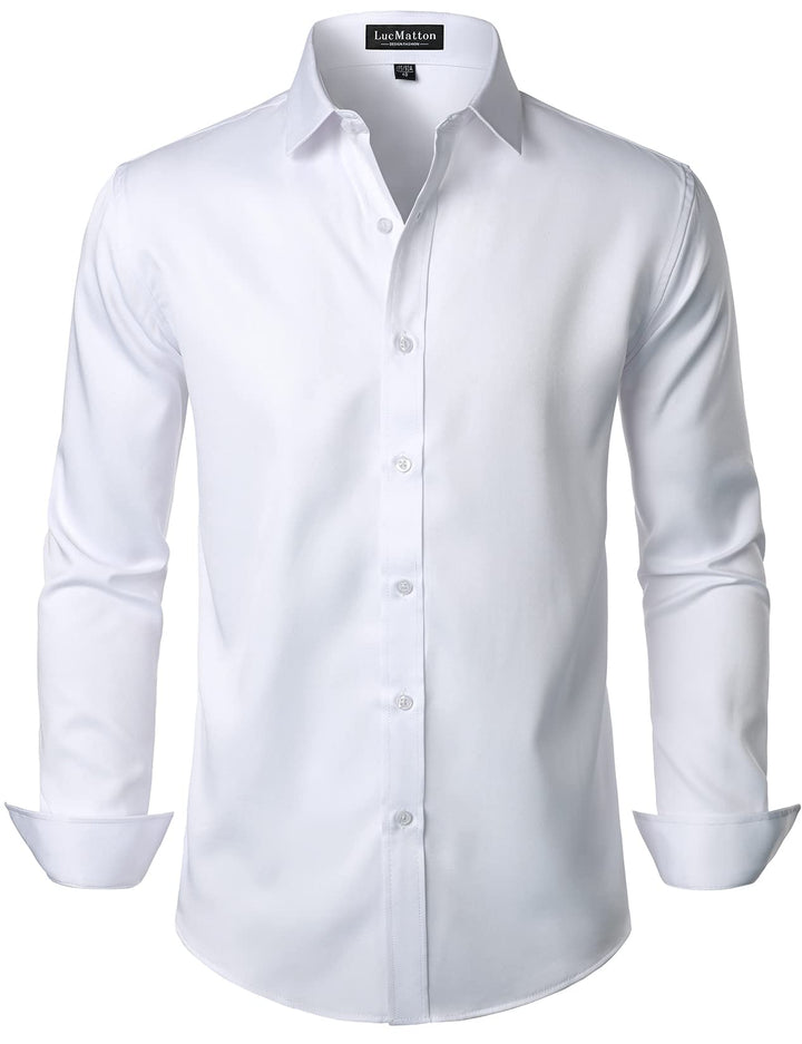 LucMatton Herrenhemd, formell, dehnbar, knitterfrei, langärmelig, schmale Passform, Button-Down-Shir