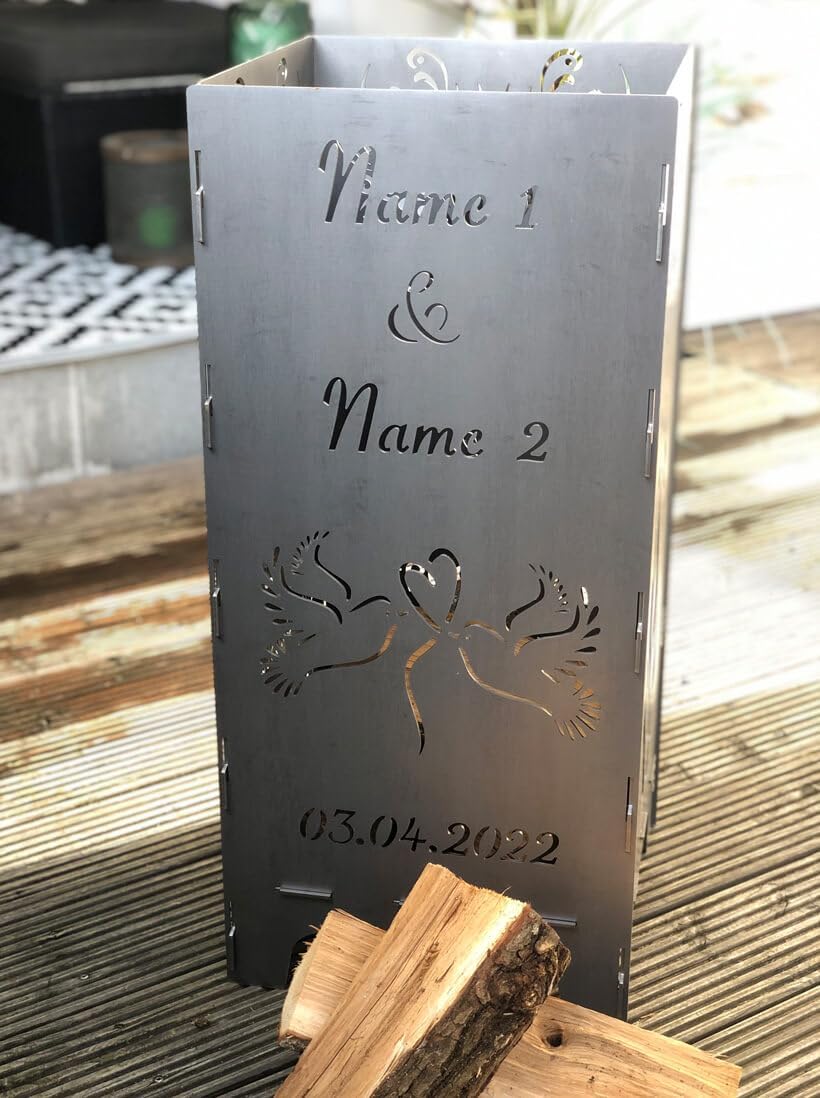 EXTRAVAGANT® Feuertonne Hochzeit Hochzeitsgeschenk PERSONALISIERT Namen Brautpaar Geschenk individue