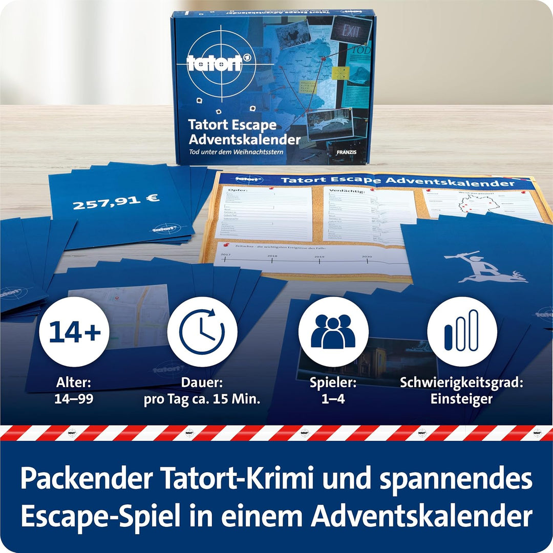 FRANZIS 67197 - Tatort Adventskalender, Tod unter dem Weihnachtsstern, Escape Room Adventskalender m