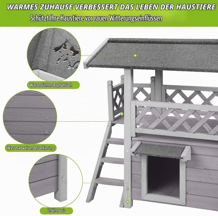Seiyierr Outdoor＆Innenbereich Katzenhaus wetterfest draussen Im Freien verwilderte Katze Haus Zwei S