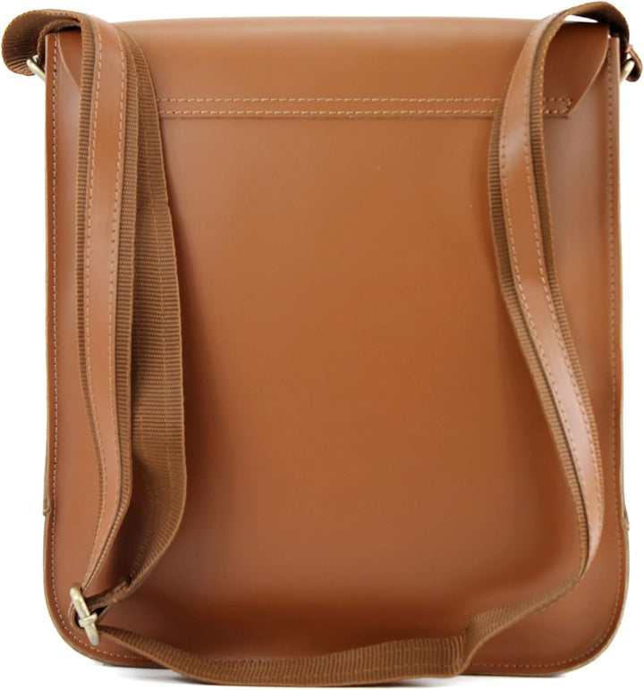 modamoda de T109 Unisex Leder Umhängetasche Messenger Bag handmade in Italy Camel, Camel