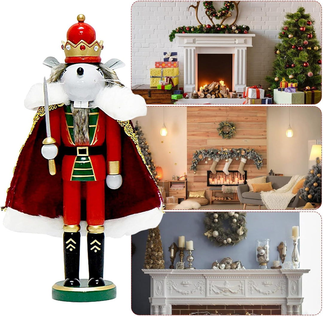 Knowlife Dekorativer Nussknacker aus Holz, Nussknacker Weihnachtsdekoration Holz,Mäusekönig-Figuren