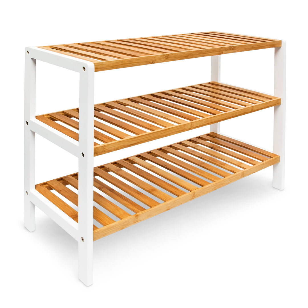 Relaxdays Schuhregal aus Bambus HxBxT: ca. 54,5 x 70 x 24,5 cm Schuhschrank mit 3 Ablagen Schuhablag