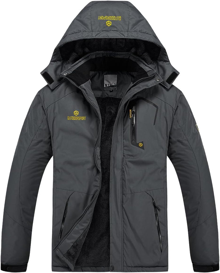 CARWORNIC Herren Winddichte Berg Ski Jacke Winter Warm Schnee Kapuze Windbreaker Wandern Snowboard M