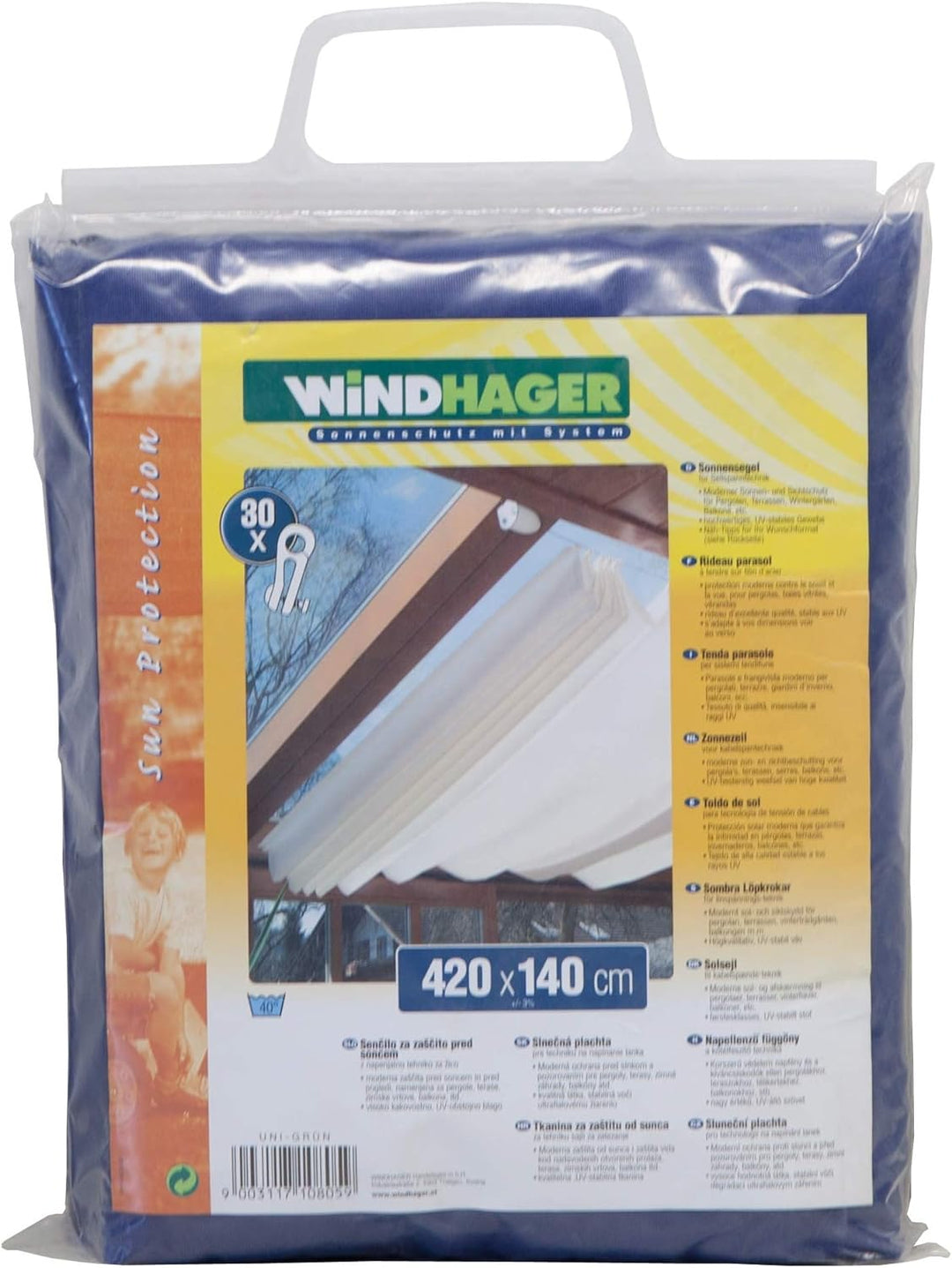 Windhager Sonnensegel für Seilspanntechnik, Uni-Blau, 270 x 140 cm Dunkelblau 270 x 140
