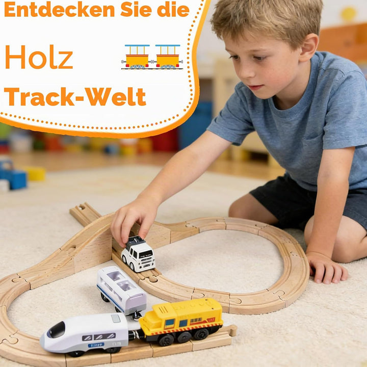 Holzeisenbahn Schienenset, Kompatibilität mit Allen Holzeisenbahn Zubehör und Holzschienen, robust l