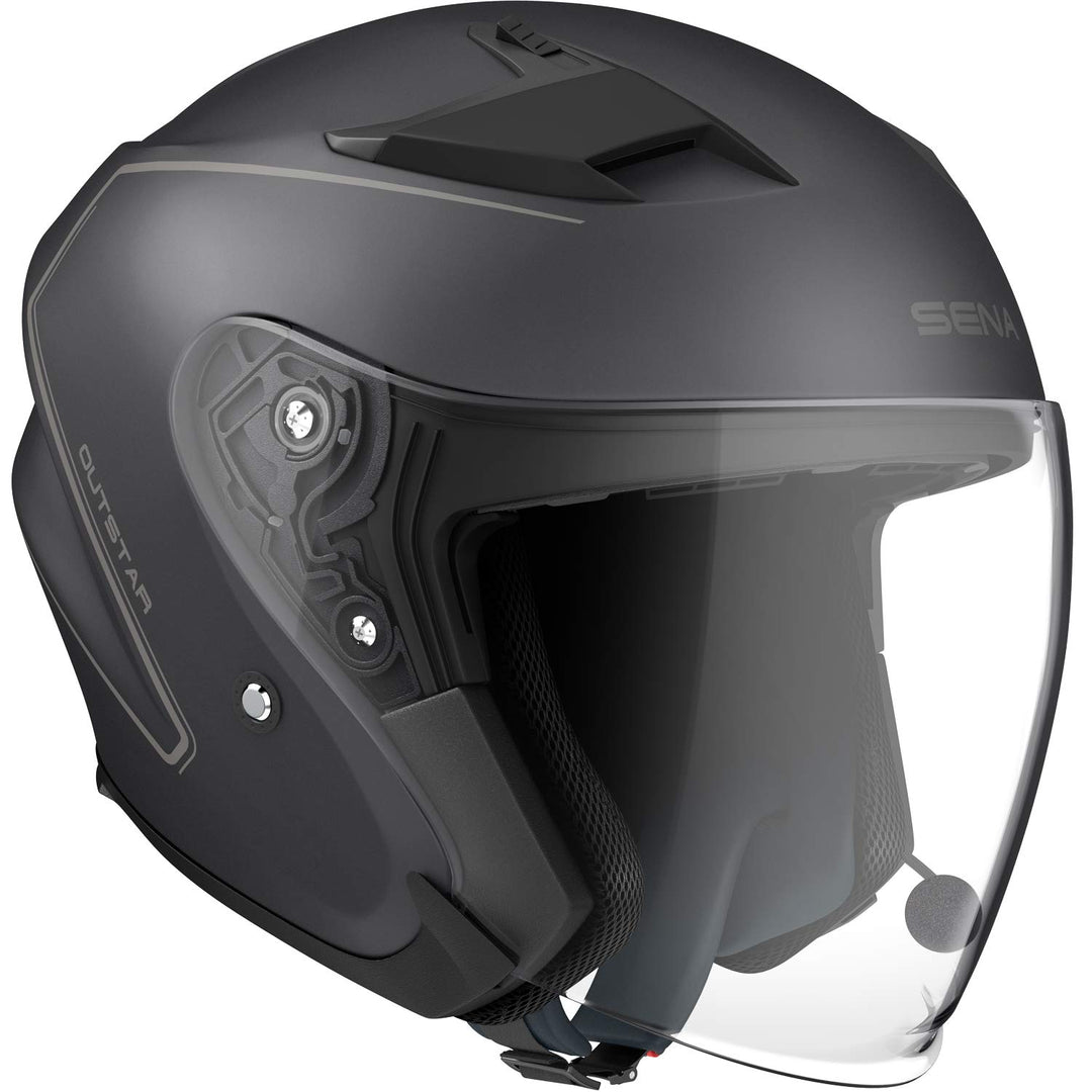 Sena Outstar S Smart Jethelm mit integrierter Bluetooth Intercom & Smartphone Konnektivität Schwarz