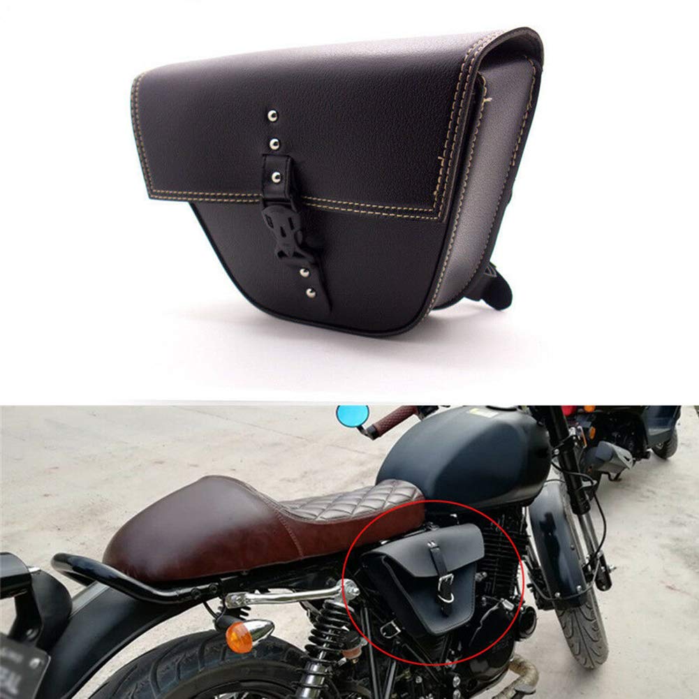 Leikance Motorrad-Seitensatteltasche, dreieckig, Kunstleder, Motorradtasche für Cafe Racer ATV Bikes