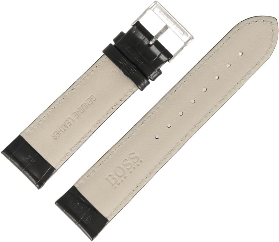 Hugo Boss Uhrenarmband 22mm Leder Schwarz Kroko - 659302186