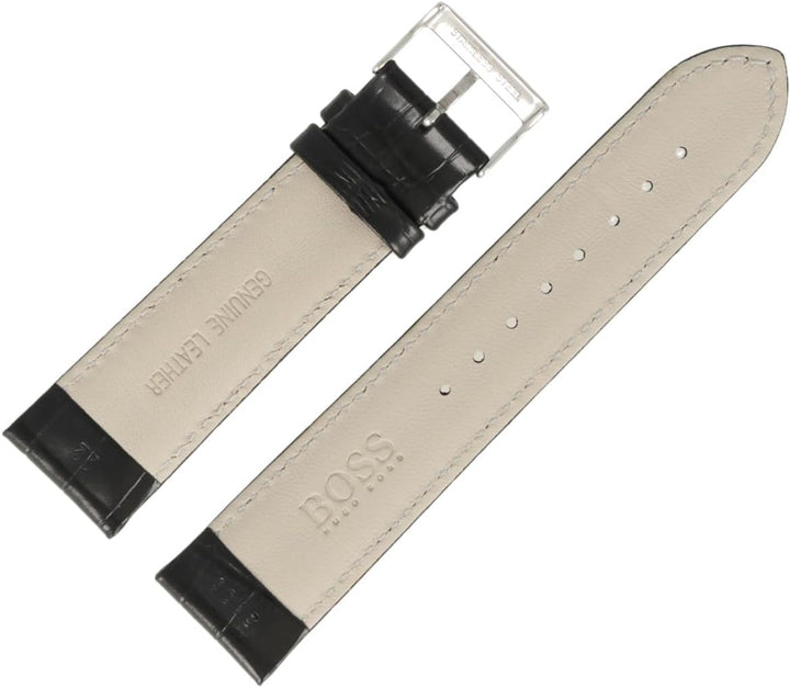 Hugo Boss Uhrenarmband 22mm Leder Schwarz Kroko - 659302186