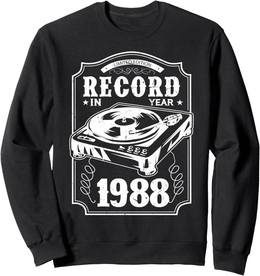 32 Geburtstag 1988 Jahrgang Vinyl Geschenk Schallplatten Sweatshirt