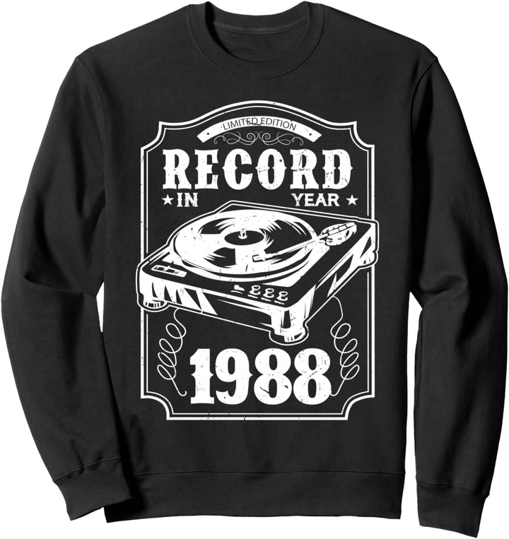 32 Geburtstag 1988 Jahrgang Vinyl Geschenk Schallplatten Sweatshirt