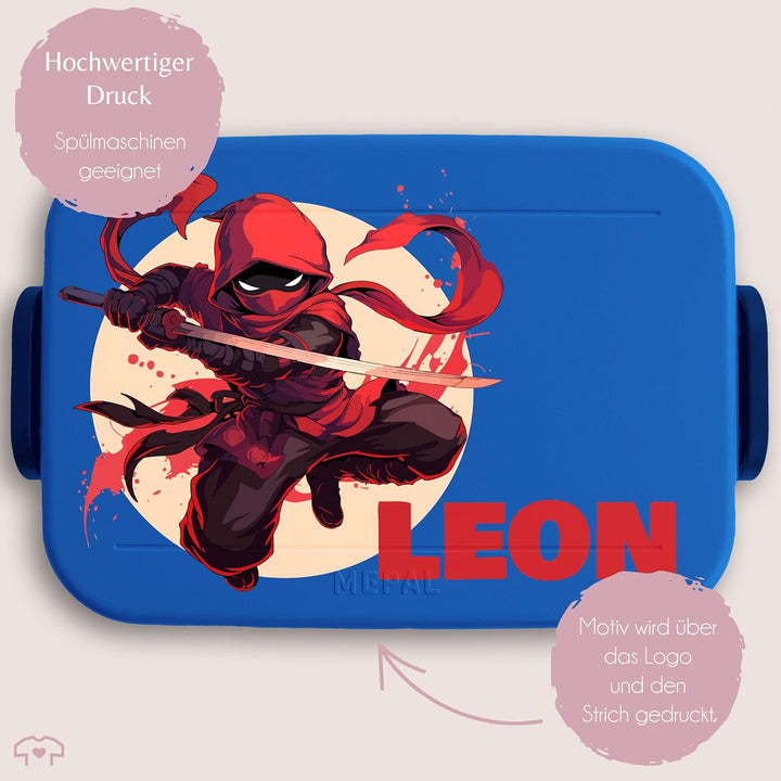 Kinder Bento Box Midi Lunchbox für Mepal Bentobox - Ninja mit Name personalisiert I Schulkind Gesche