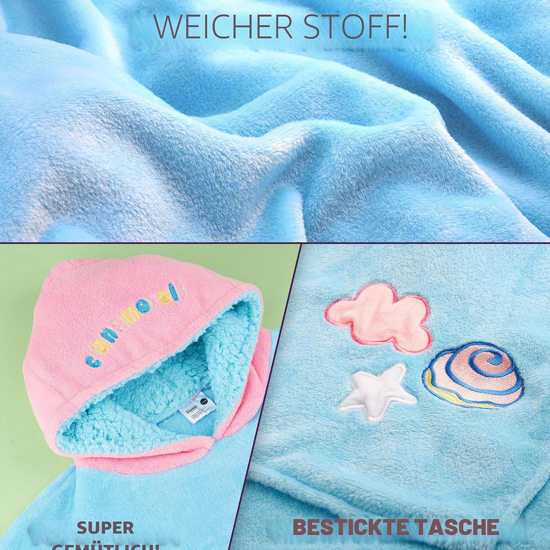 Hello Kitty Sanrio Kapuzenpullover Mädchen Teenager, Oversized Hoodie, Decke mit Ärmeln und Plüschbe