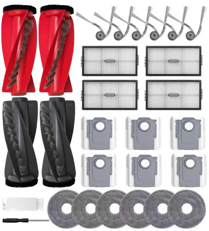 Zubehörset für Roborock Saros 10R/Saros 20/Qrevo CurvX/Curv 2 Pro/Curv 2 ProX Saugroboter, 2 Hauptbü