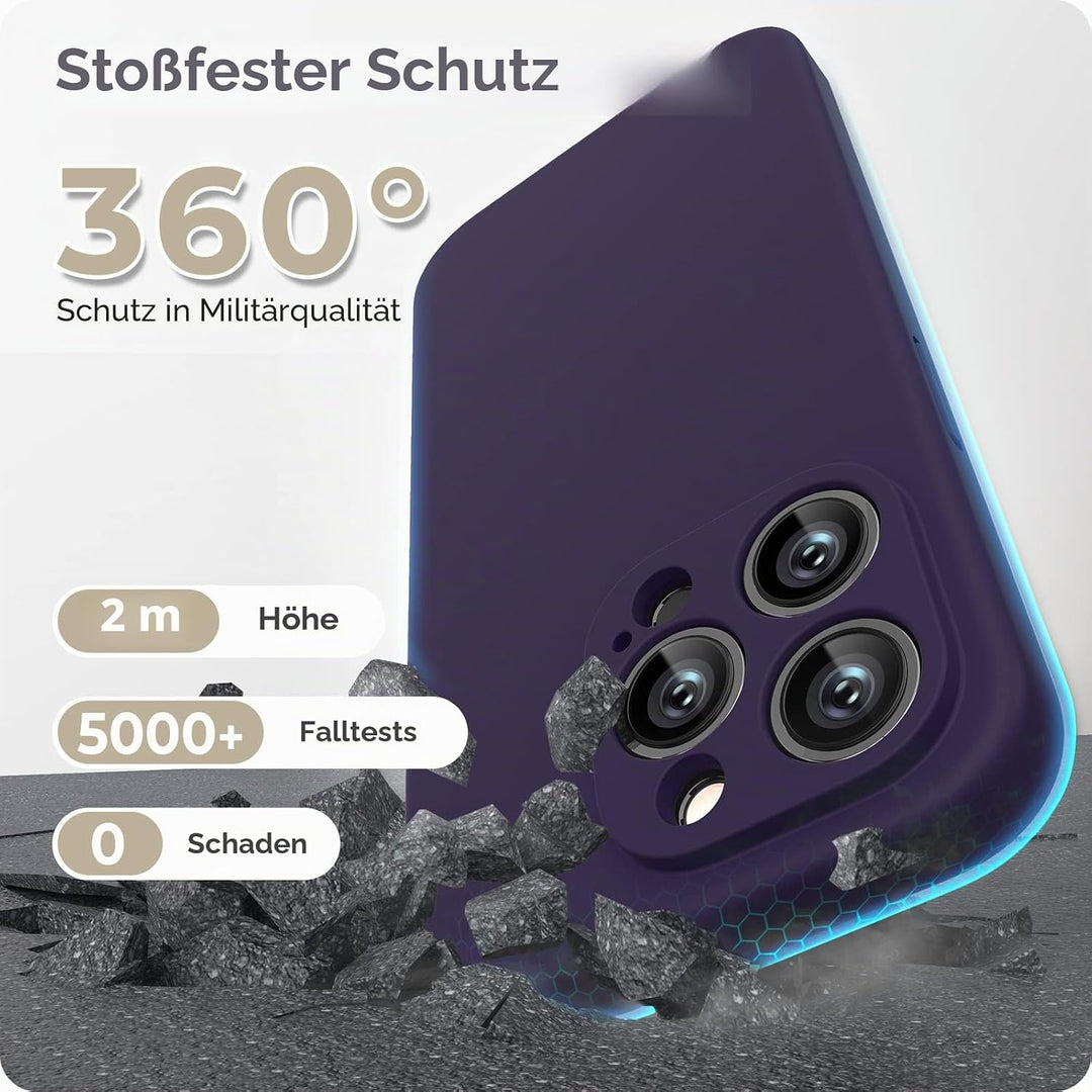 GOODVISH 3 in 1 Hülle Kompatibel mit iPhone 14 Pro - mit 2 Stück Schutzfolie | Silikon Handyhülle |