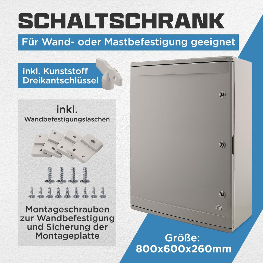 BOXEXPERT® Verteilerkasten aussen wasserdicht [ABS Kunststoff IP65 Gehäuse] grau (Serie Fleet) 800x6