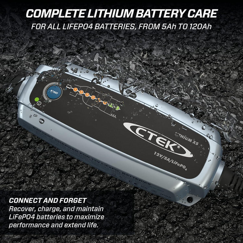 CTEK Lithium XS Multi-Funktions Batterieladegerät Mit 8-Stufen Ladeprogramm, 12V 5 Amp & Protect Bum