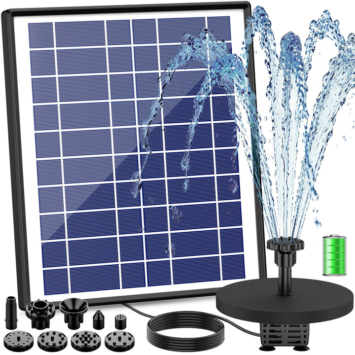AISITIN Solar Springbrunnenpumpe 6,5 W Panel Backup Solar Wasserpumpe Schwimmender Brunnen 6 Düsen f